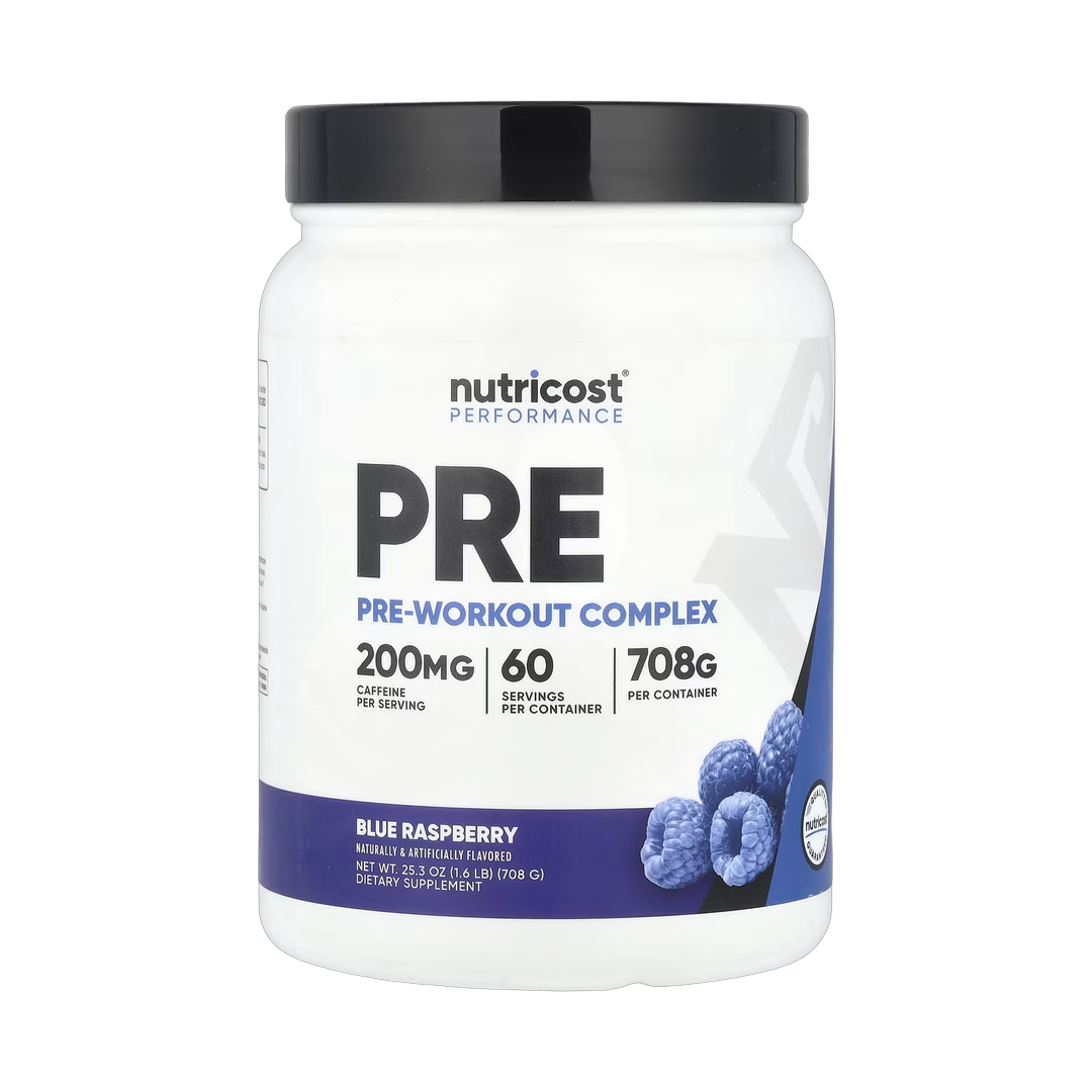 Nutricost, Performance, Pre-Workout Complex, Blue Raspberry, 1.6 lb, 708 g front packaging view