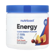 Nutricost, Energy, Clean Energy Powder, Fruit Punch, 10.9 oz, 306 g front packaging view
