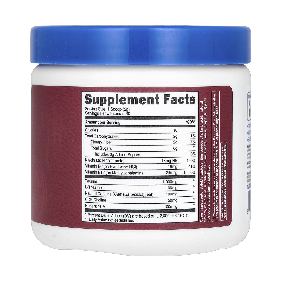 Nutricost, Energy, Clean Energy Powder, Grape, 10.7 oz, 300 g back packaging view