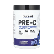Nutricost, Performance, Pre-C, Pre-Workout Complex With Creatine, Blue Raspberry, 1 lb, 450 g front packaging view