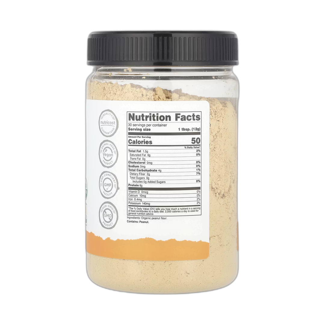 Nutricost, Pantry, Organic Peanut Butter Powder, 12.6 oz, 354 g back packaging view