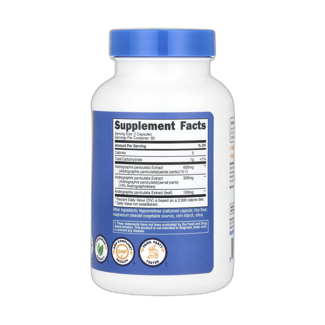 Nutricost, Andrographis Extract, 1,000 mg, 120 Capsules back packaging view