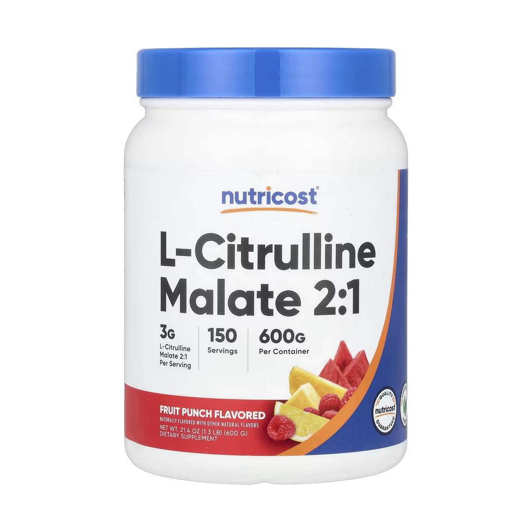 Nutricost, L-Citrulline Malate 2:1, Fruit Punch, 1.3 lb, 600 g front packaging view