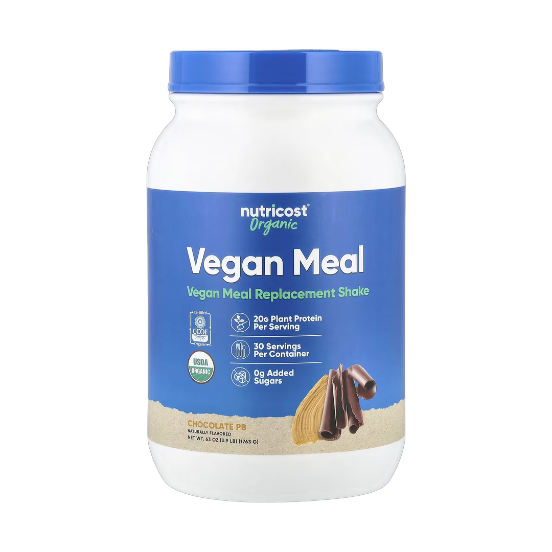 Nutricost, Organic Vegan Meal, Chocolate PB, 3.9 lb, 1,763 g front packaging view