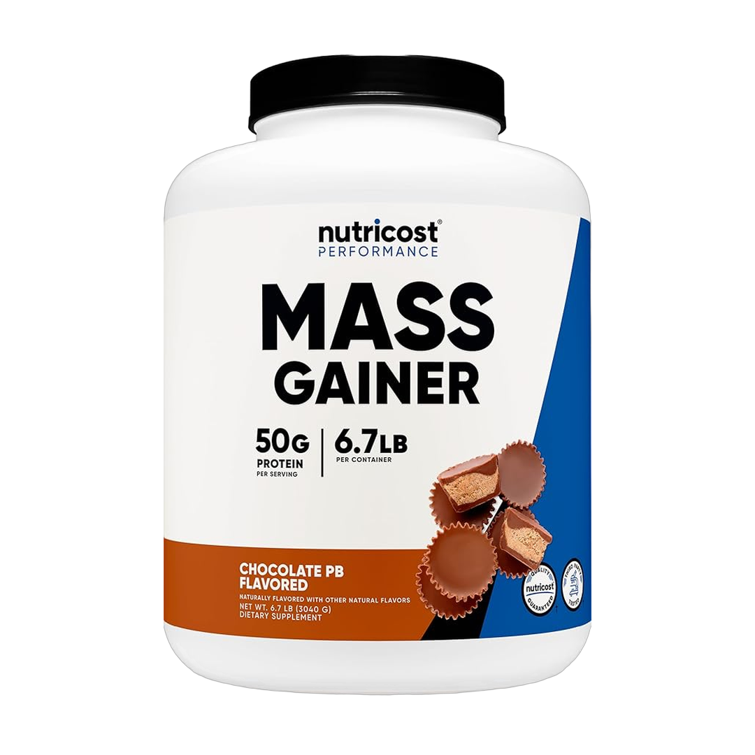 Nutricost, Mass Gainer, Chocolate Peanut Butter Flavor, 6.7 LBS front packaging view