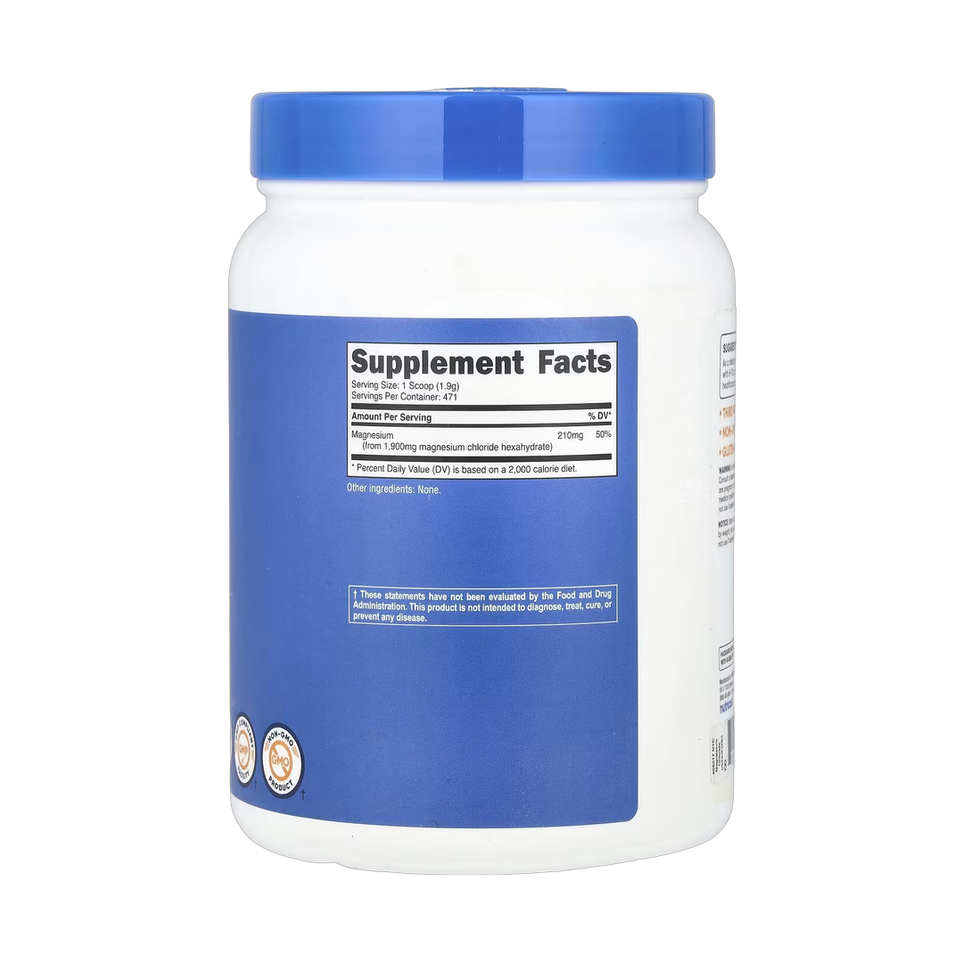Nutricost, Magnesium Chloride, Unflavored, 32.4 oz, 907 g back packaging view