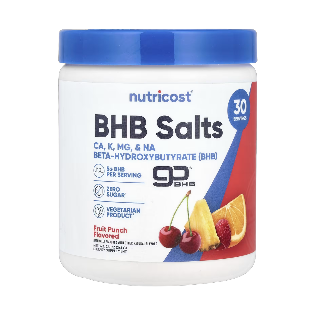 Nutricost, BHB Salts, goBHB, Fruit Punch, 9.3 oz, 261 g front packaging view