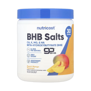 Nutricost, BHB Salts, goBHB, Peach Mango, 8.9 oz, 249 g front packaging view