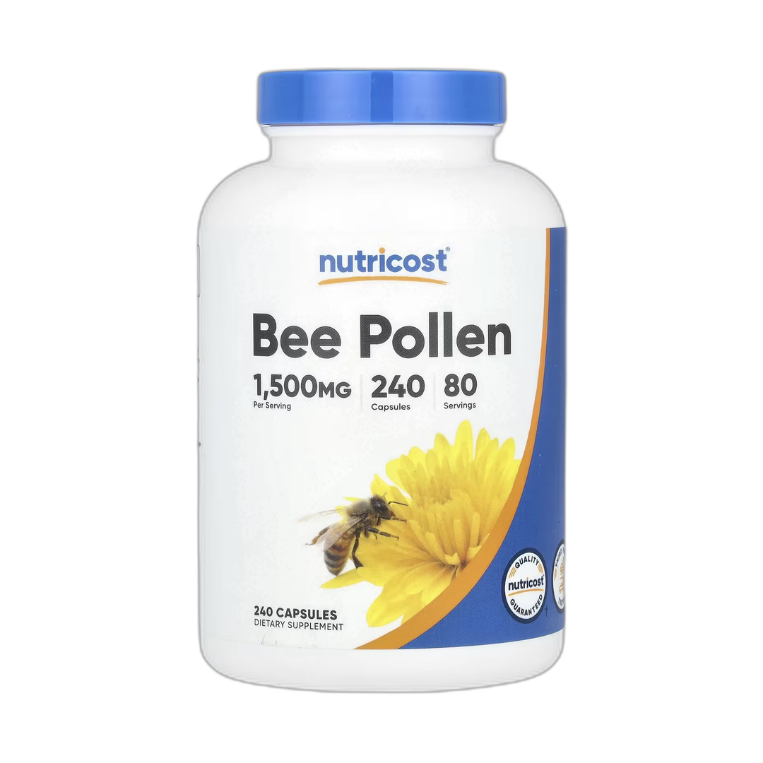 Nutricost, Bee Pollen, 240 Capsules front packaging view