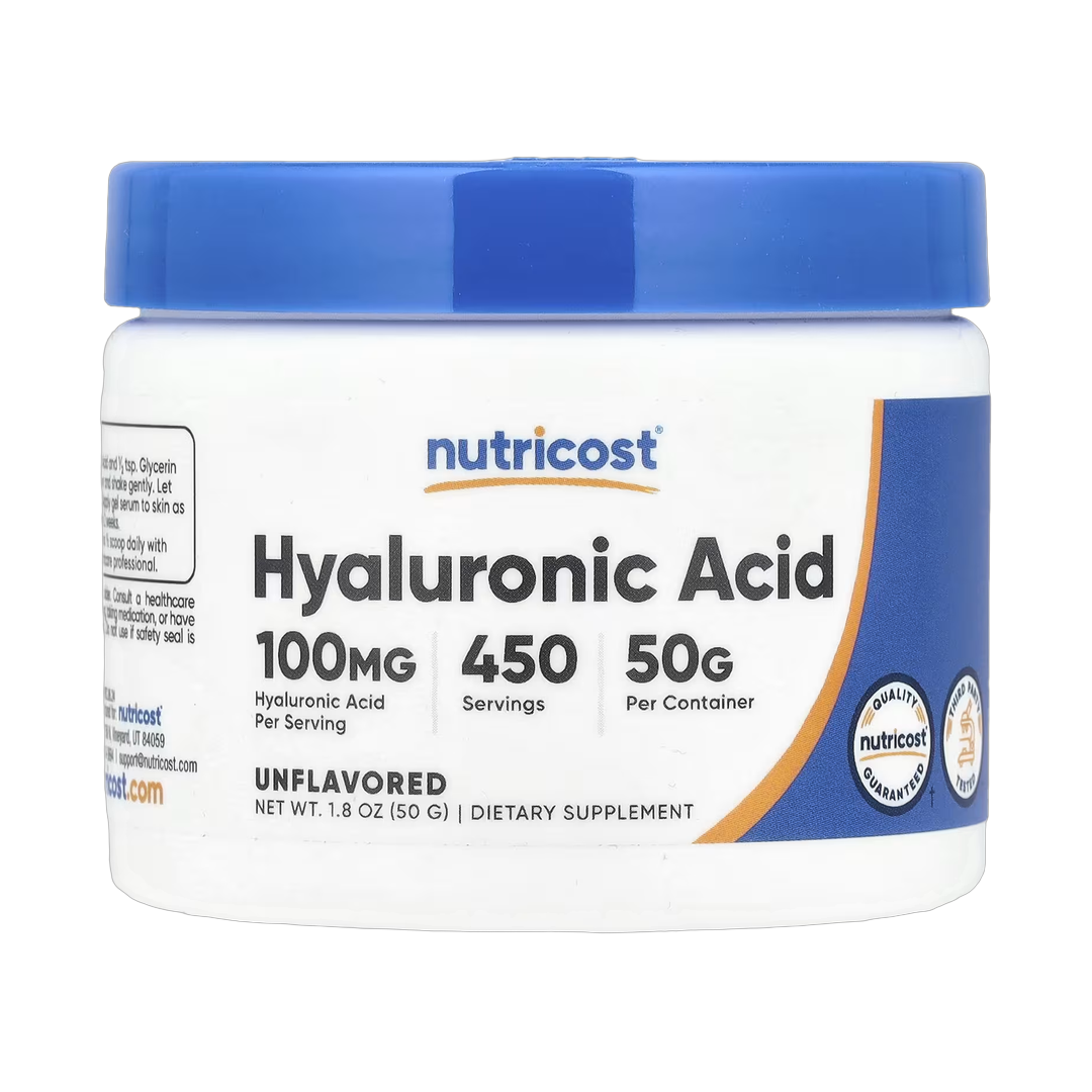 Nutricost, Hyaluronic Acid, Unflavored, 1.8 oz, 50 g front packaging view