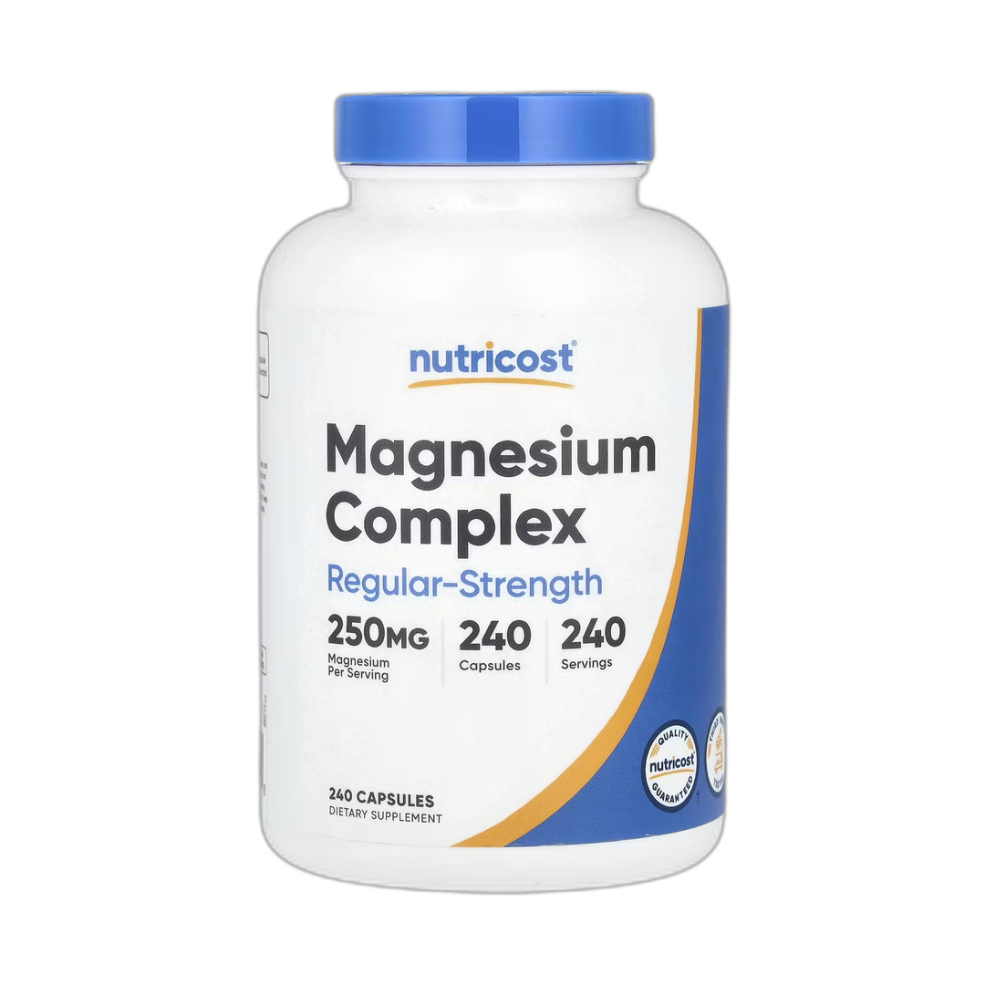 Nutricost, Magnesium Complex, Regular-Strength, 250 mg, 240 Capsules front packaging view