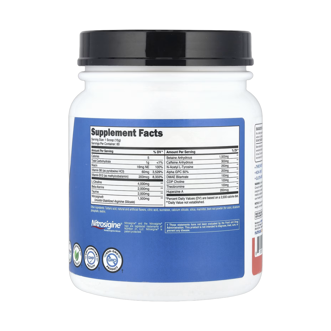 Nutricost, Performance, PRE-X, Xtreme Pre-Workout Complex, Watermelon, 1.9 lb, 876 g back packaging view