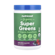 Nutricost, Organic Super Greens, Mixed Berry, 11.8 oz, 330 g front packaging view