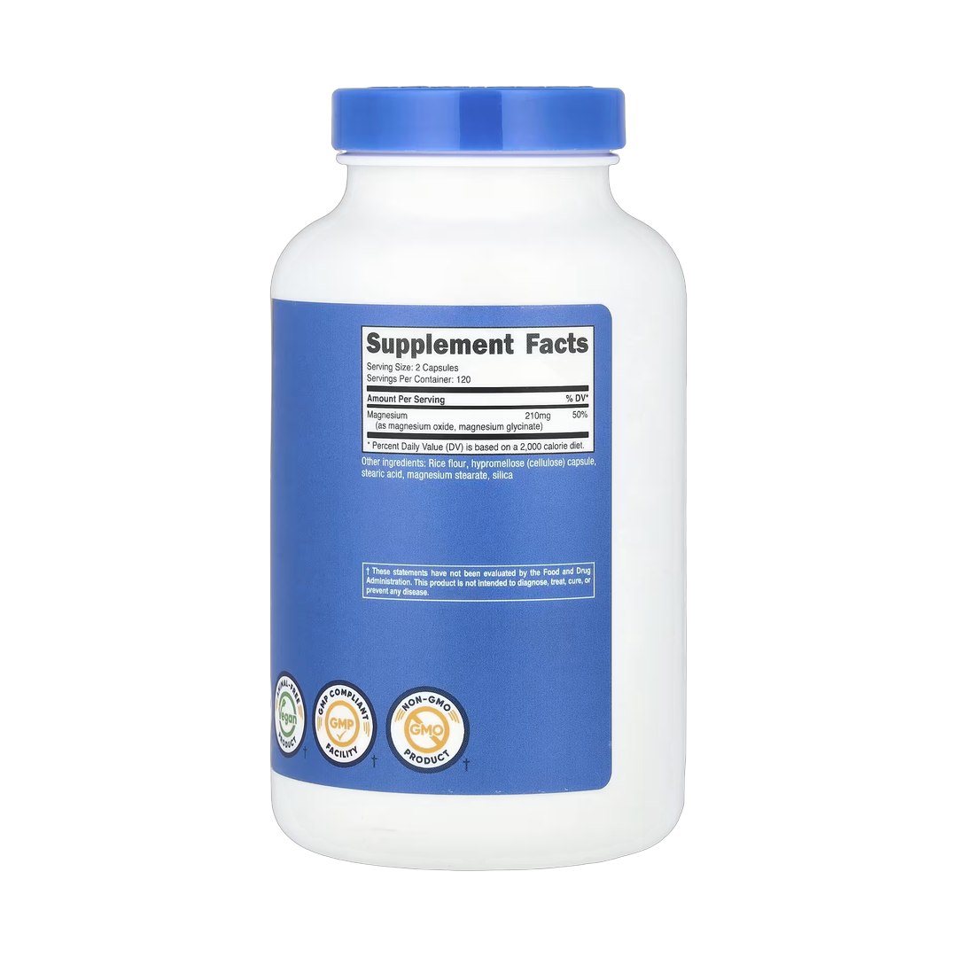 Nutricost, Magnesium+, Regular-Strength, 240 Capsules back packaging view