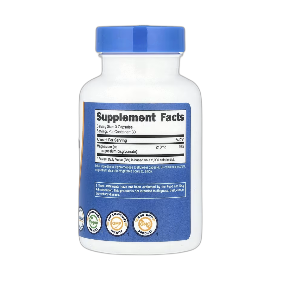 Nutricost, Magnesium Glycinate, 90 Capsules back packaging view