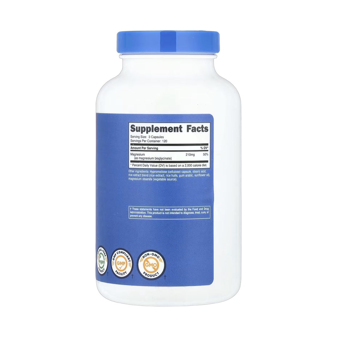 Nutricost, Magnesium Glycinate, 360 Capsules back packaging view