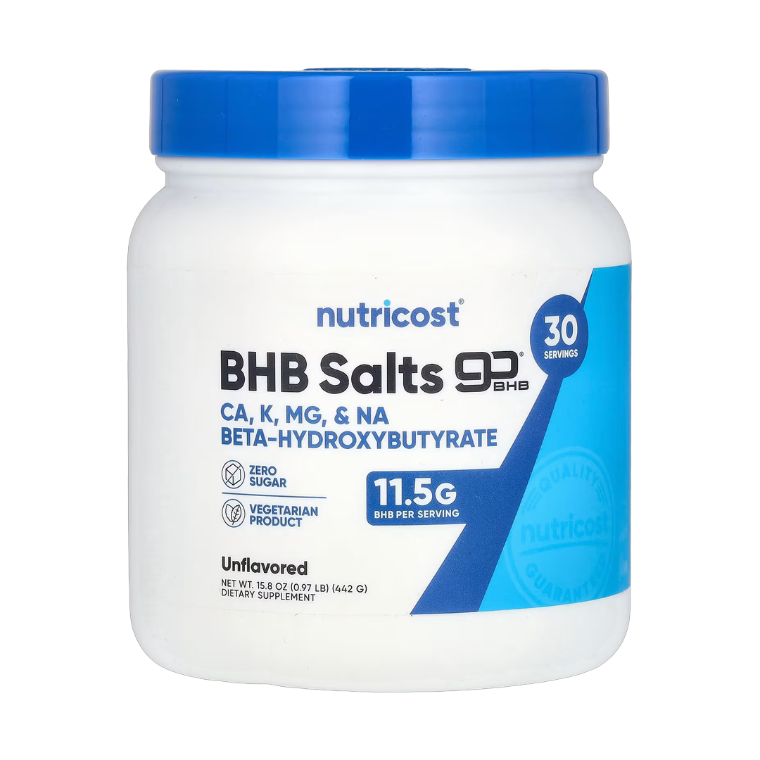 Nutricost, BHB Salts, goBHB, Unflavored, 0.97 lb, 442 g front packaging view