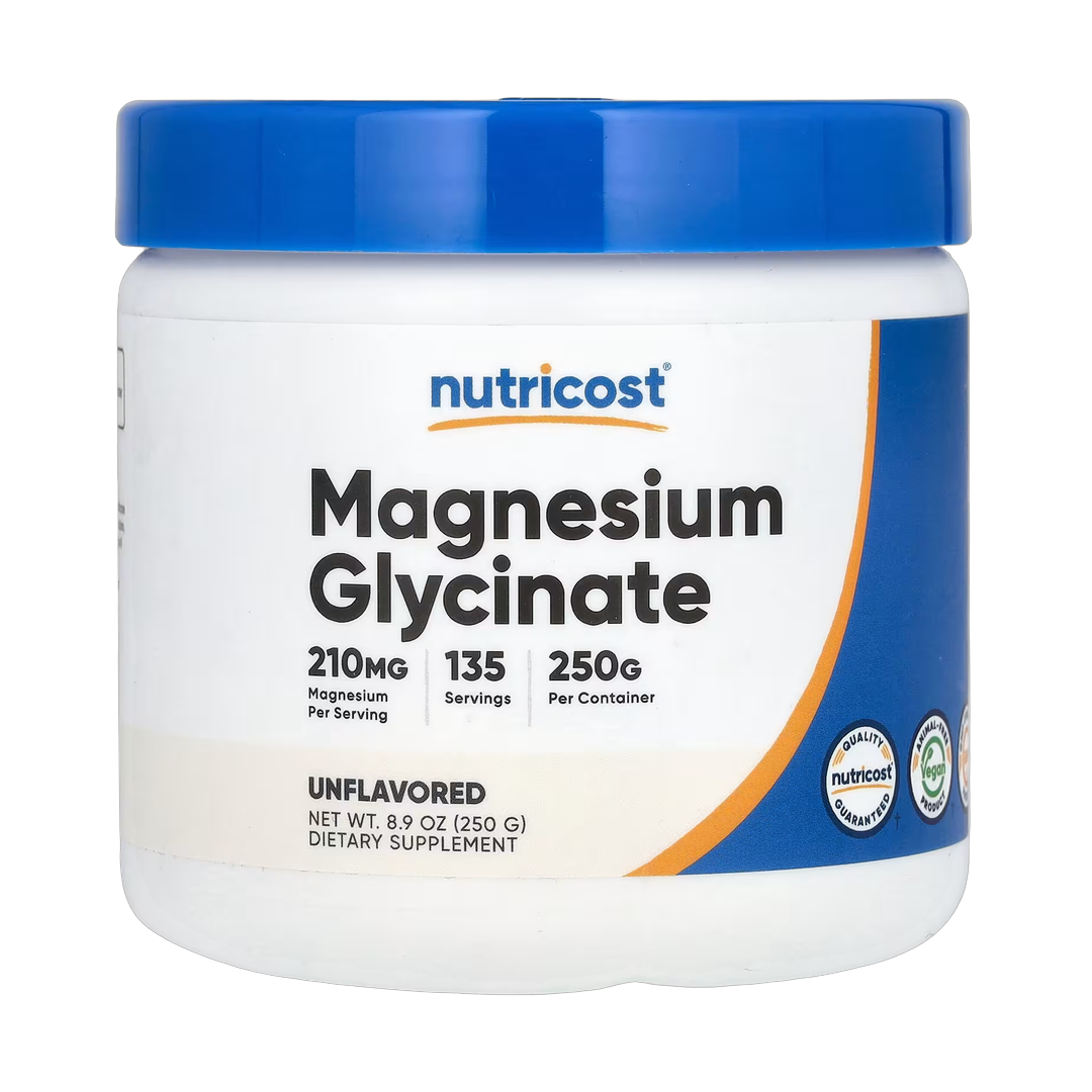 Nutricost, Magnesium Glycinate, Unflavored , 8.9 oz, 250 g front packaging view