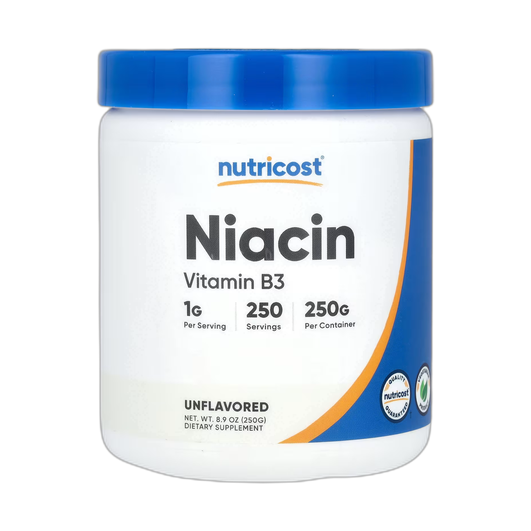 Nutricost, Niacin, Unflavored, 8.9 oz, 250 g front packaging view