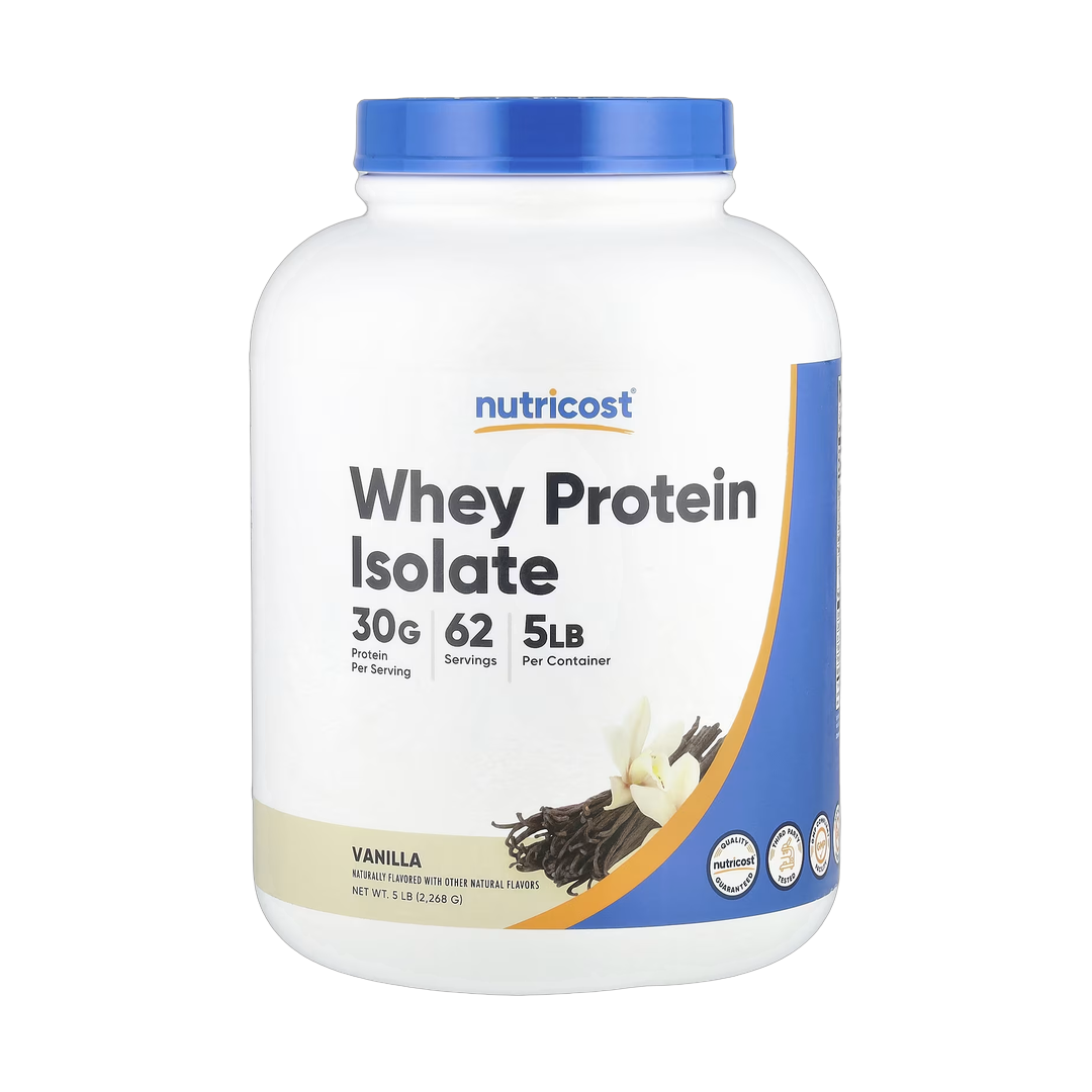 Nutricost, Whey Protein Isolate, Vanilla, 5 lbs, 2,268 g front packaging view