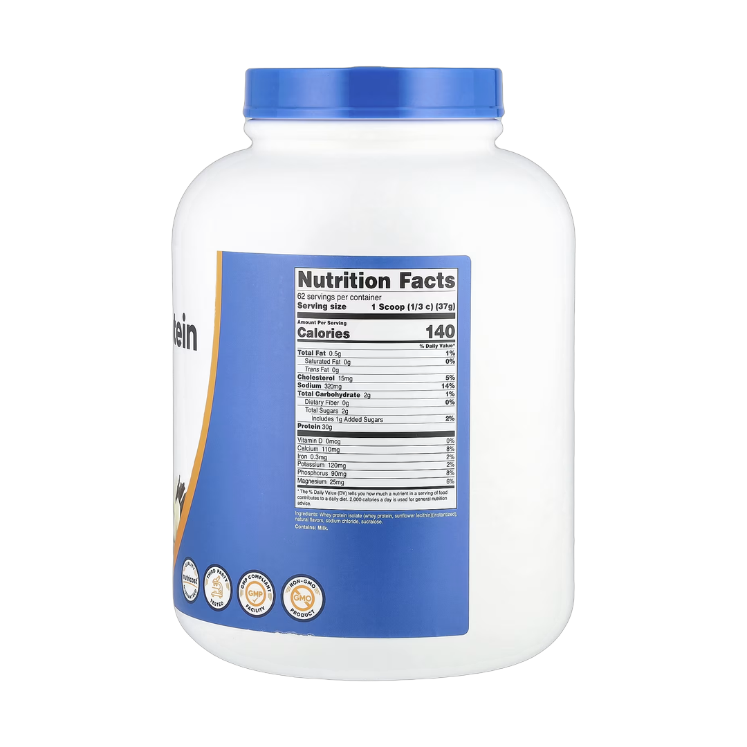 Nutricost, Whey Protein Isolate, Vanilla, 5 lbs, 2,268 g back packaging view