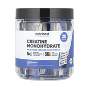 Nutricost, Performance, Creatine Monohydrate, Variety Pack, 20 Stick Packs, 0.2 oz (5.2- 6.7 g) Each front packaging view