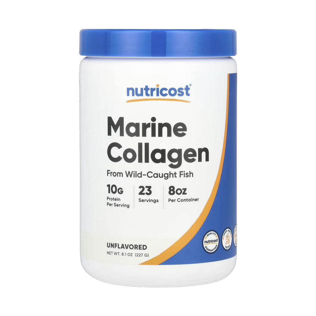 Nutricost, Marine Collagen From Wild-Caught Fish, Unflavored, 8.1 oz, 227 g front packaging view