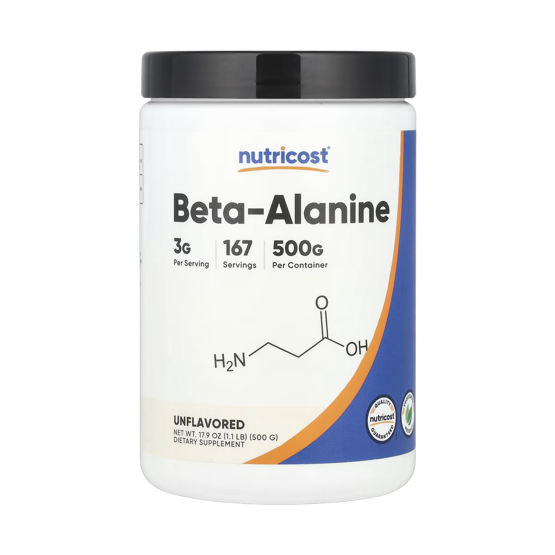 Nutricost, Beta-Alanine, Unflavored, 17.9 oz, 500 g front packaging view