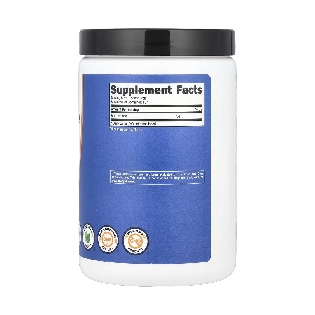 Nutricost, Beta-Alanine, Unflavored, 17.9 oz, 500 g back packaging view