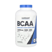 Nutricost, Performance, BCAA, 500 Capsules front packaging view