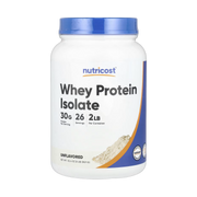 Nutricost, Whey Protein Isolate, Unflavored, 2 lb, 907 g front packaging view