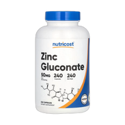 Nutricost, Zinc Gluconate, 50 mg, 240 Capsules front packaging view