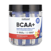 Nutricost, Performance, BCAA+, Fruit Punch, 20 Packets, 0.5 oz (13 g) Each front packaging view