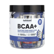 Nutricost, Performance, BCAA +, Variety Pack, 20 Packets, 0.5 oz (13-14 g) Each front packaging view