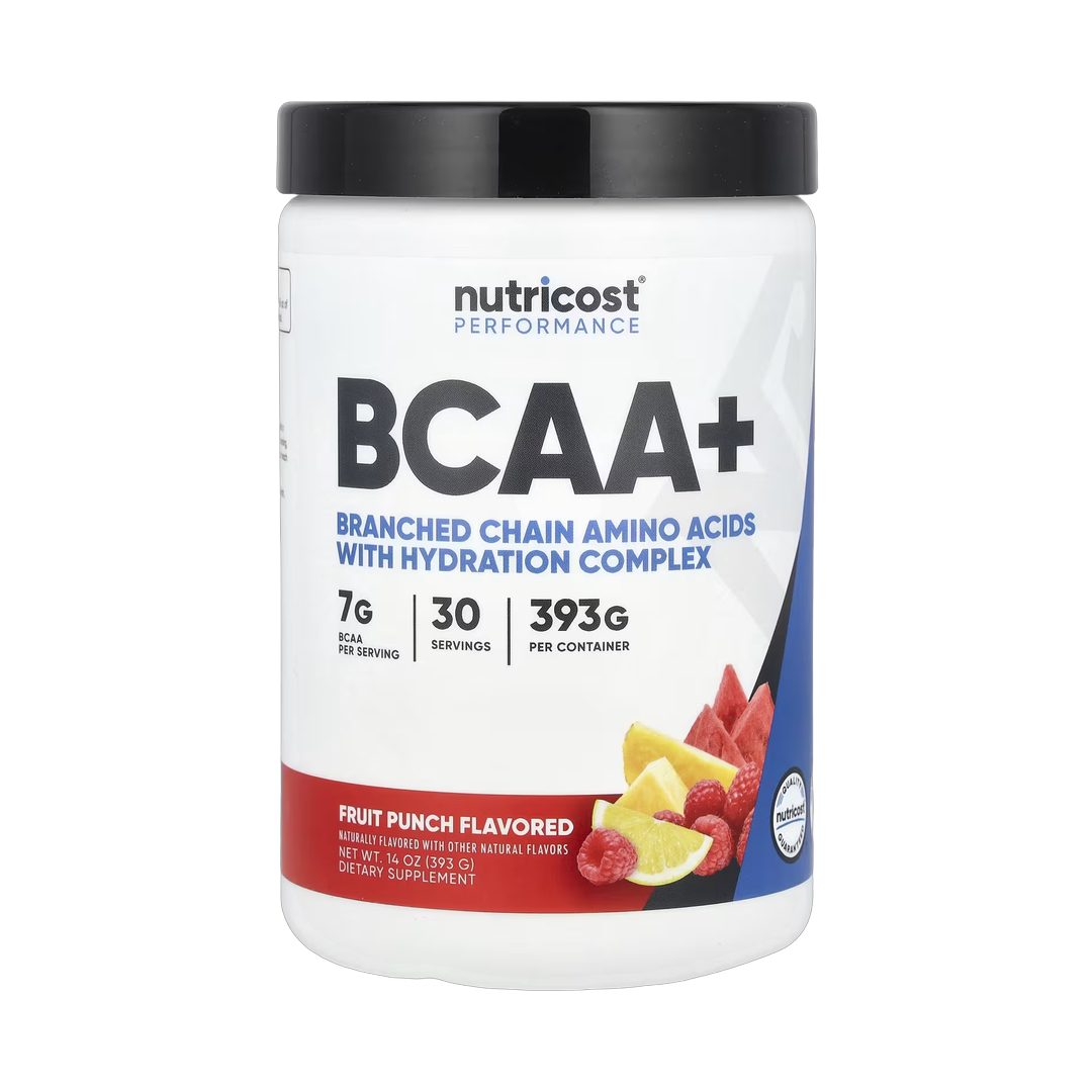 Nutricost, Performance, BCAA+, Fruit Punch, 14 oz, 393 g front packaging view
