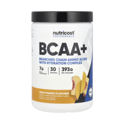 Nutricost, Performance, BCAA+, Peach Mango, 14 oz, 393 g front packaging view