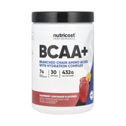 Nutricost, Performance, BCAA+, Raspberry Lemonade, 15.4 oz, 432 g front packaging view