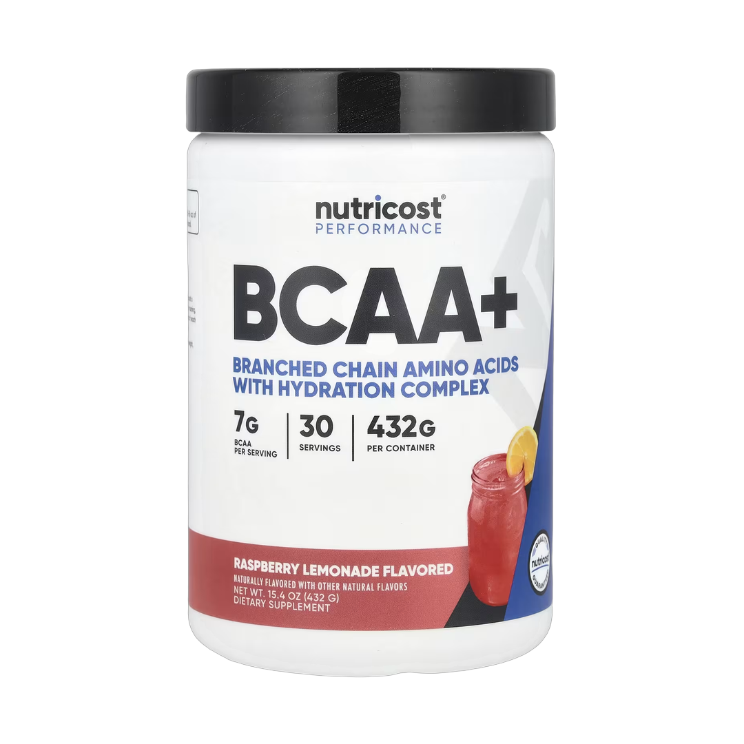Nutricost, Performance, BCAA+, Raspberry Lemonade, 15.4 oz, 432 g front packaging view