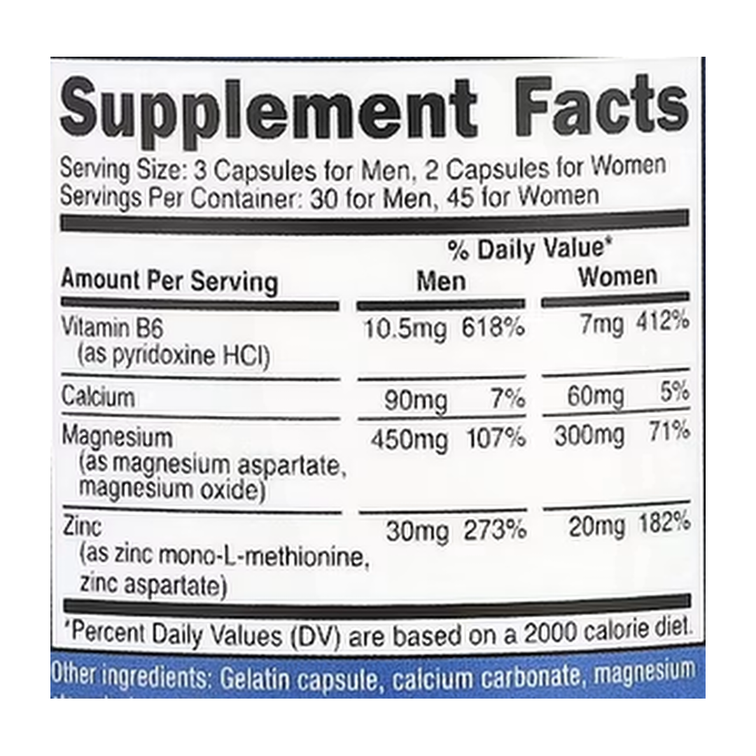 Nutricost, Performance, ZMA, 90 Capsules supplement facts label showing ingredients, vitamins, minerals, and serving information