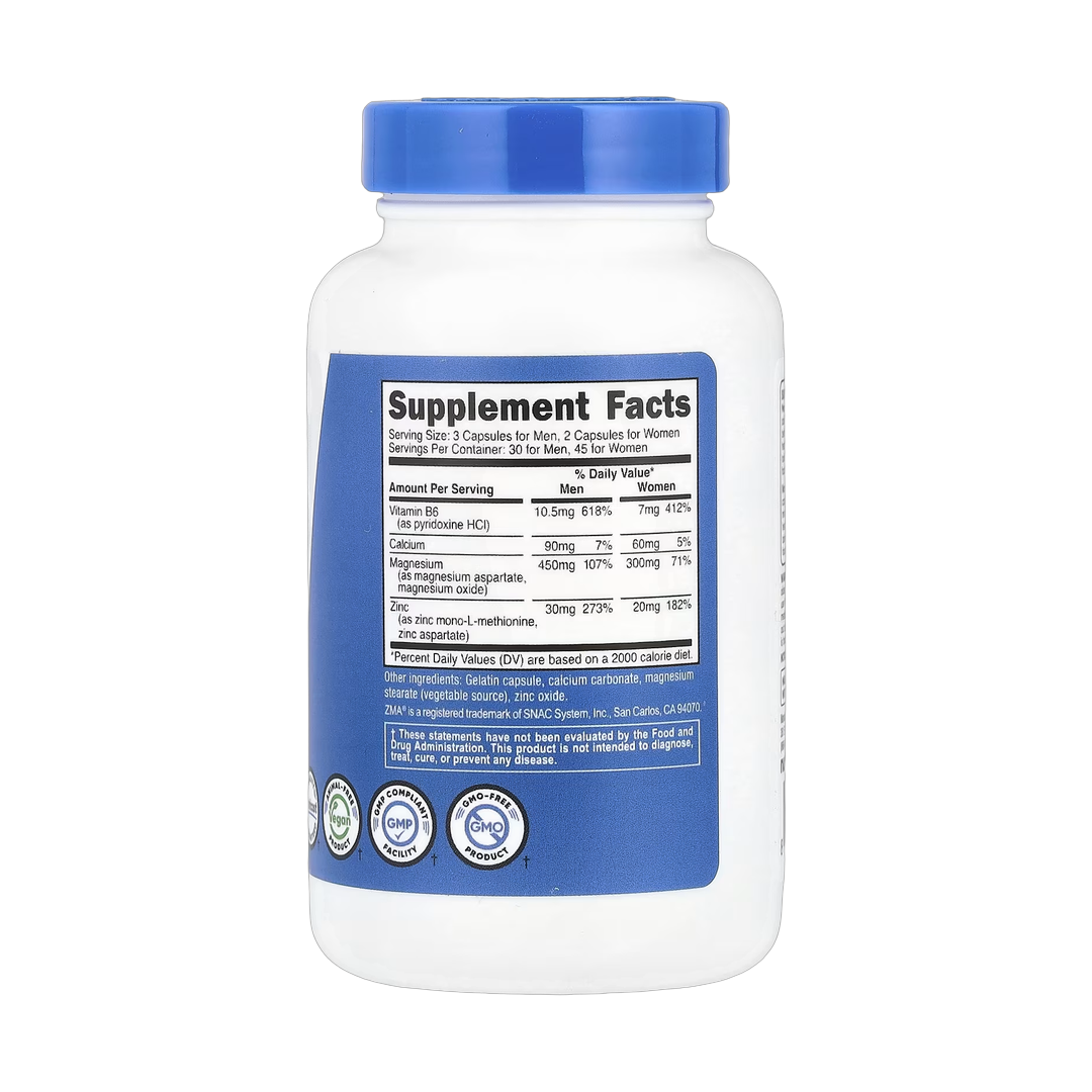 Nutricost, Performance, ZMA, 90 Capsules back packaging view