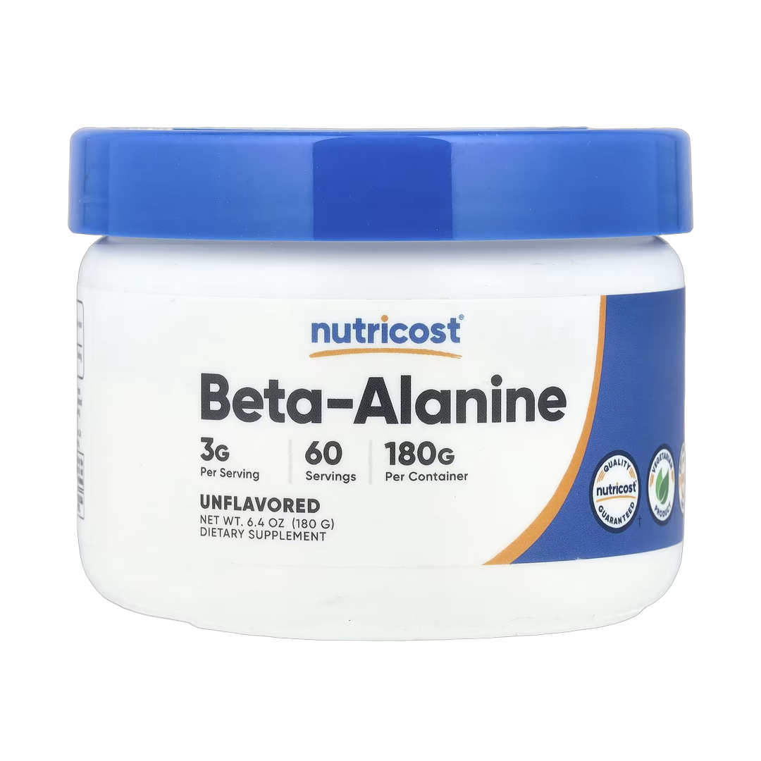 Nutricost, Beta-Alanine, Unflavored, 6.4 oz, 180 g front packaging view
