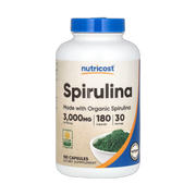 Nutricost, Spirulina, 180 Capsules front packaging view