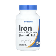 Nutricost, Iron, 25 mg , 240 Capsules front packaging view
