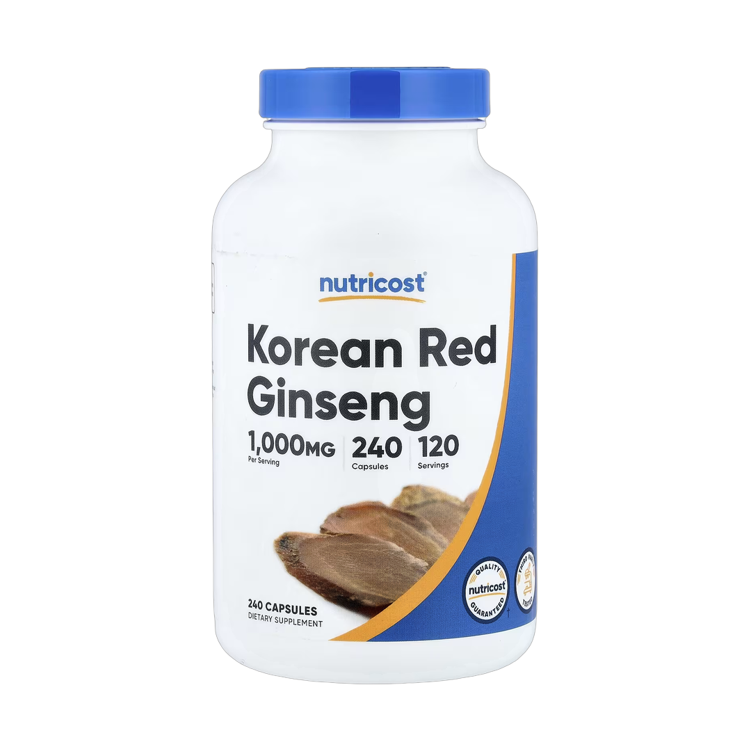 Nutricost, Korean Red Ginseng, 240 Capsules (500 mg per Capsule) front packaging view