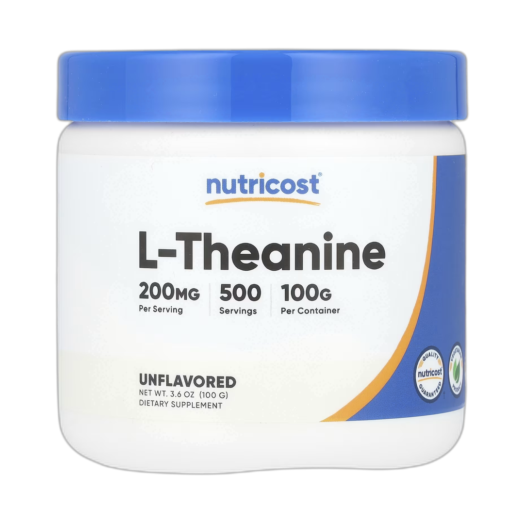 Nutricost, L-Theanine, Unflavored, 3.6 oz, 100 g front packaging view