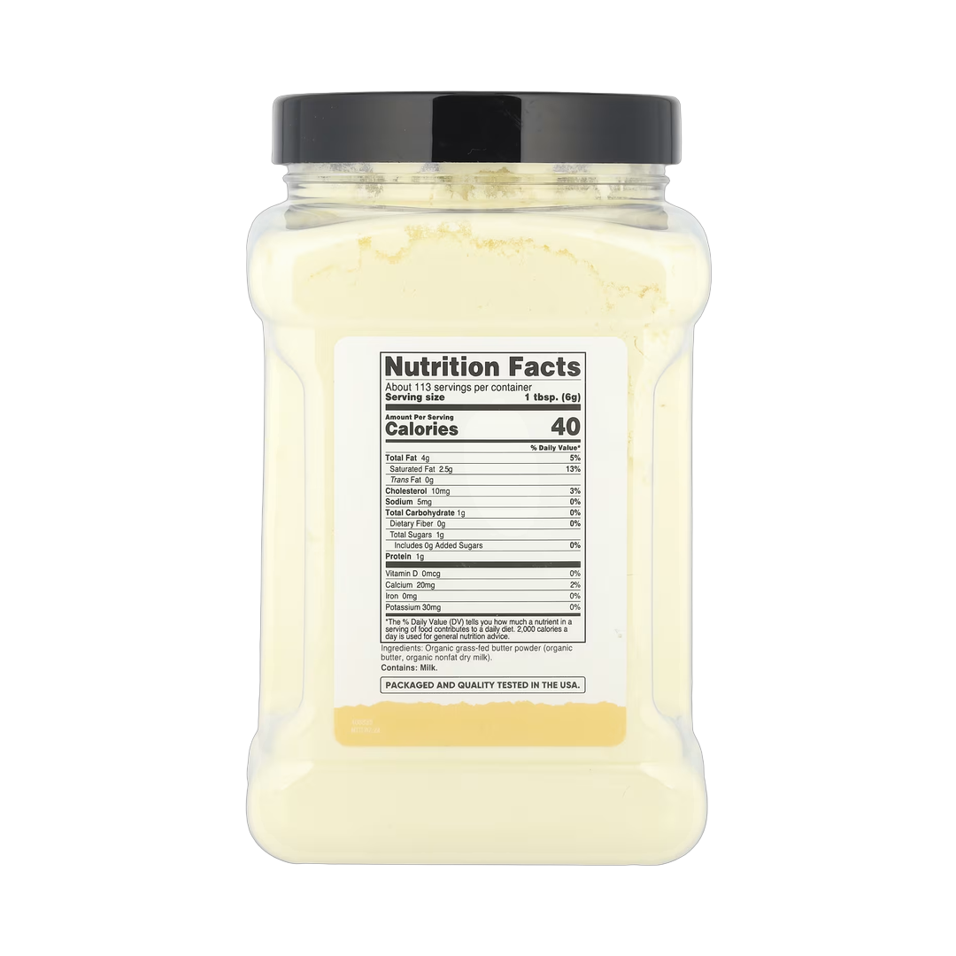 Nutricost, Pantry, Organic Butter Powder, 24.3 oz, 680 g back packaging view