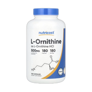 Nutricost, L-Ornithine, 500 mg, 180 Capsules front packaging view