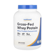Nutricost, Grass-Fed Whey Protein Concentrate, Unflavored, 5 lb, 2,268 g front packaging view