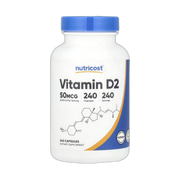 Nutricost, Vitamin D2, 50 mcg (2,000 IU), 240 Capsules front packaging view