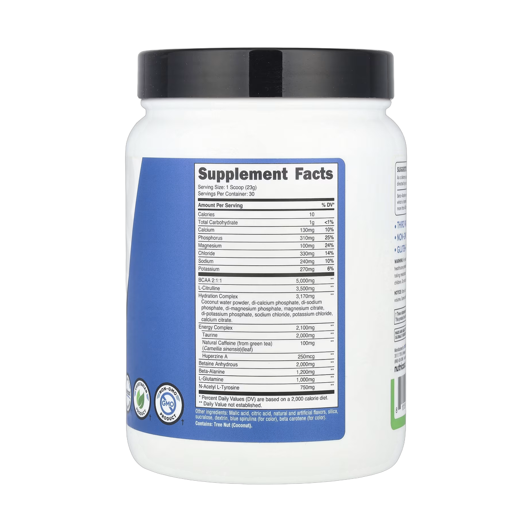 Nutricost, Performance, Intra-Workout Complex, Green Apple, 1.6 lb, 699 g back packaging view